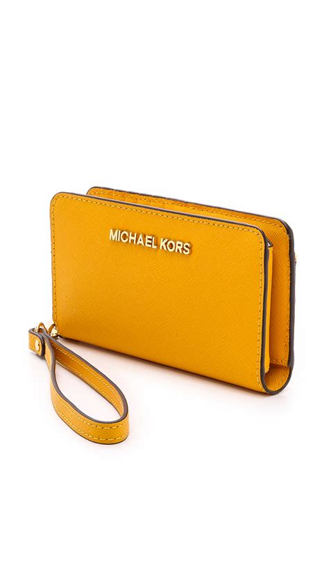 michael kors travel jet wallet yellow|michael kors zippered wallet.